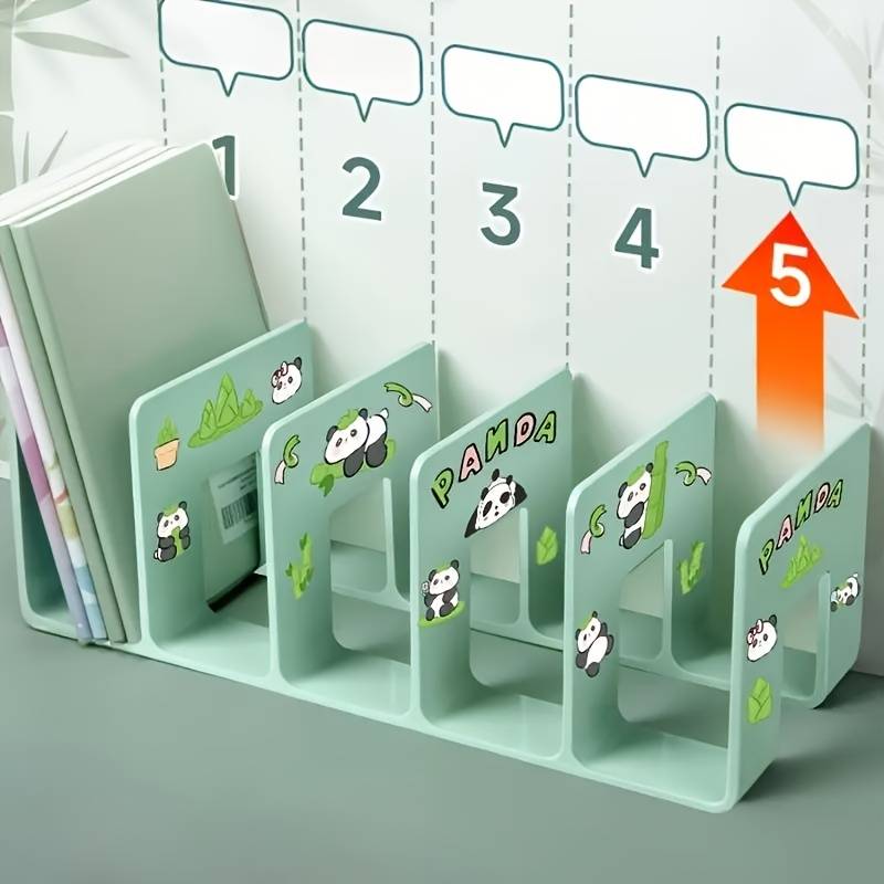 Green Plastic Bookshelf with DIY Panda Design
