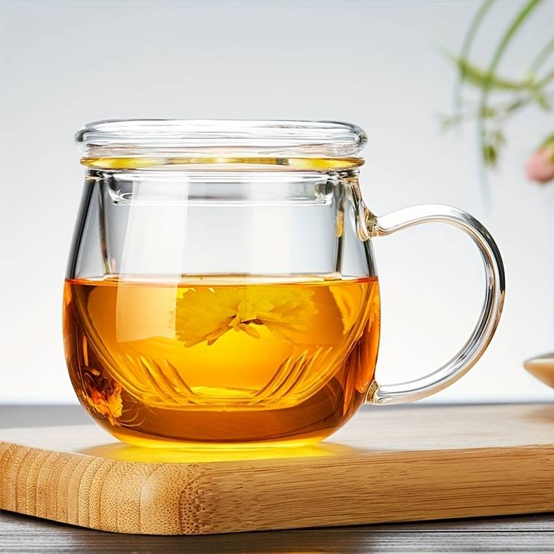 1pcGlass Tea Cup With Infuser And Lid
