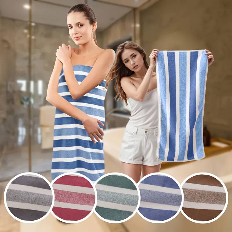 Ultra-Soft Striped Coral Fleece Bath Towels