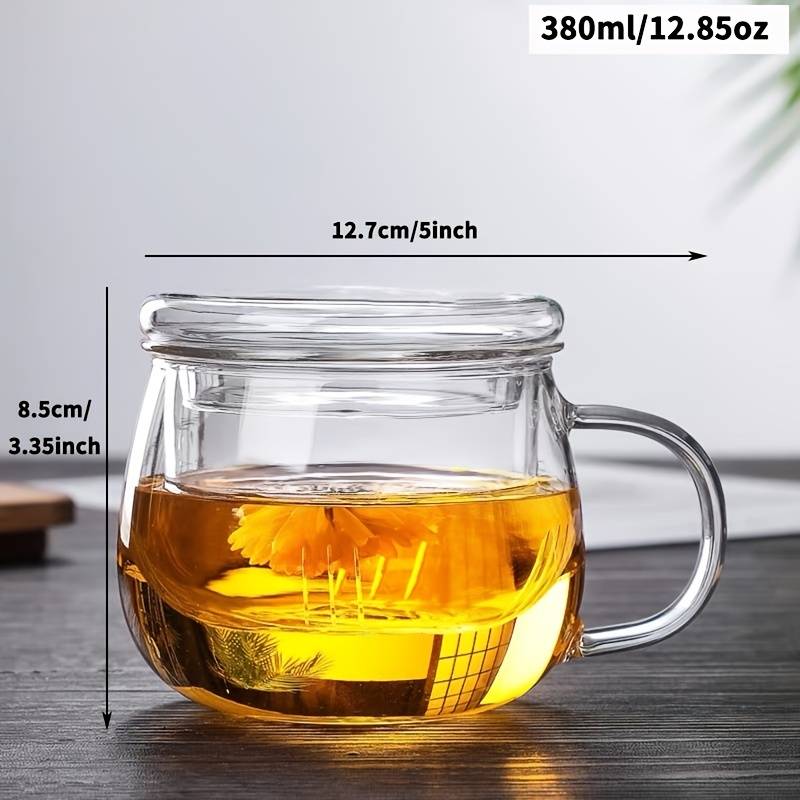 1pcGlass Tea Cup With Infuser And Lid