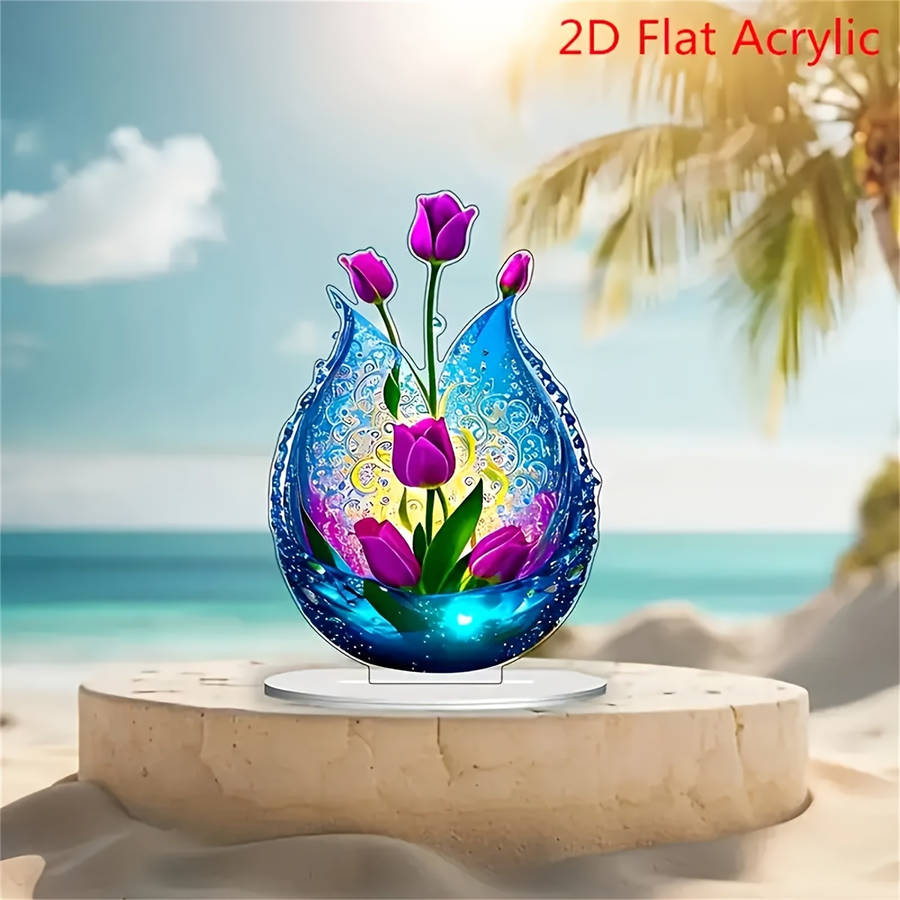 Charming Purple Floral Acrylic Vase