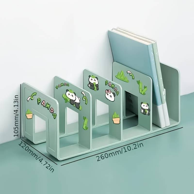 Green Plastic Bookshelf with DIY Panda Design