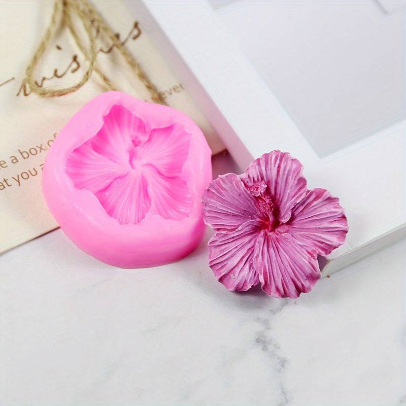 1pc Pink Hibiscus Flower-Shaped Silicone Mold