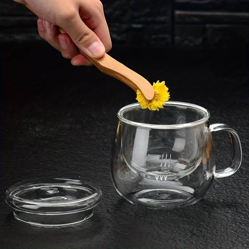 1pcGlass Tea Cup With Infuser And Lid