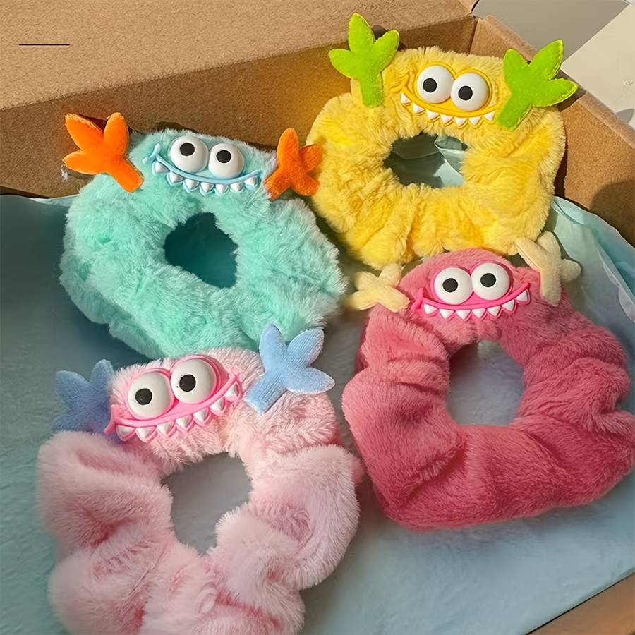 Cute Plush Monster Hair Ties Set
