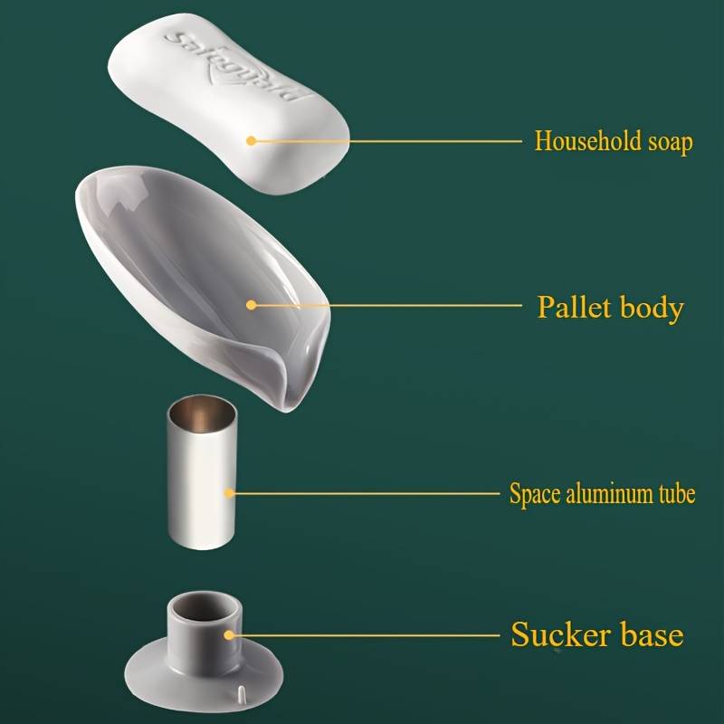 Leaf-Shaped Wall-Mounted Soap Dish with Suction Cup Base