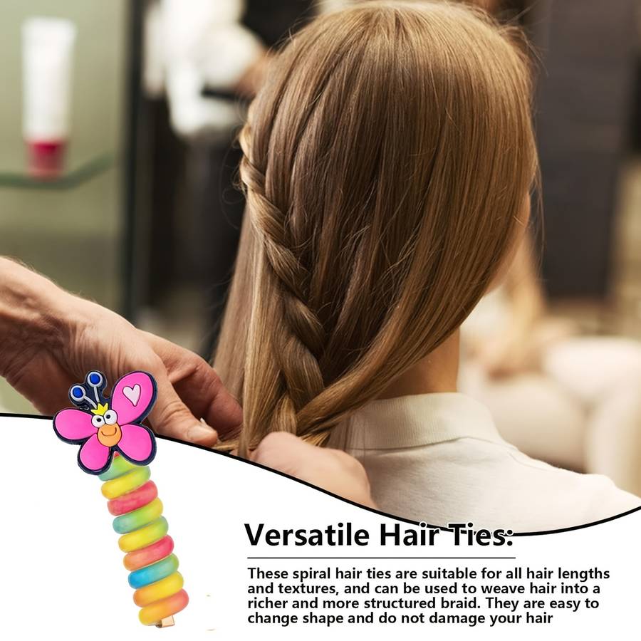 Butterfly Braided Telephone Wire Hair Ties For Teen Girls