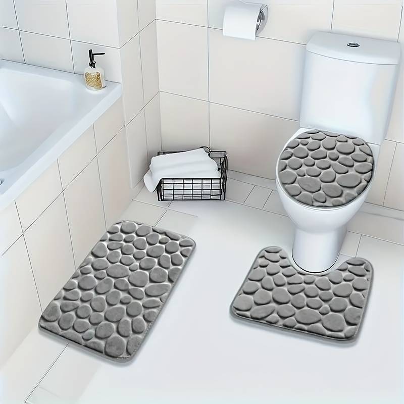 3pcs Soft Coral Fleece Bath Rug Set