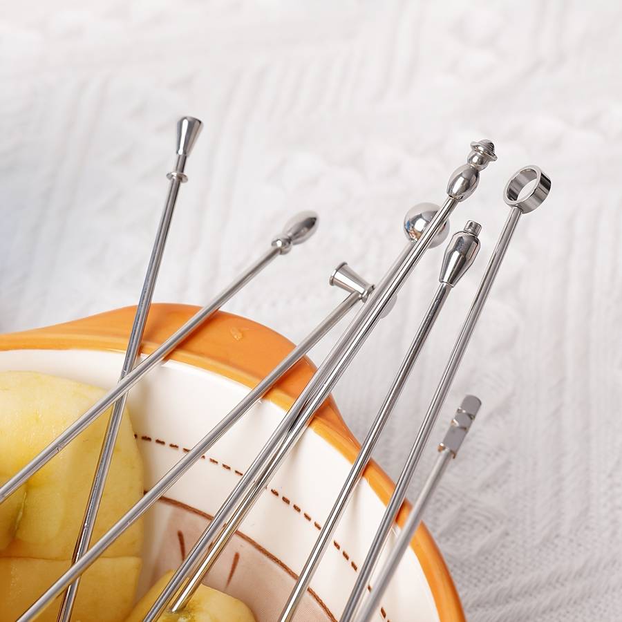 8-Piece Stainless Steel Cocktail Fruit Picks