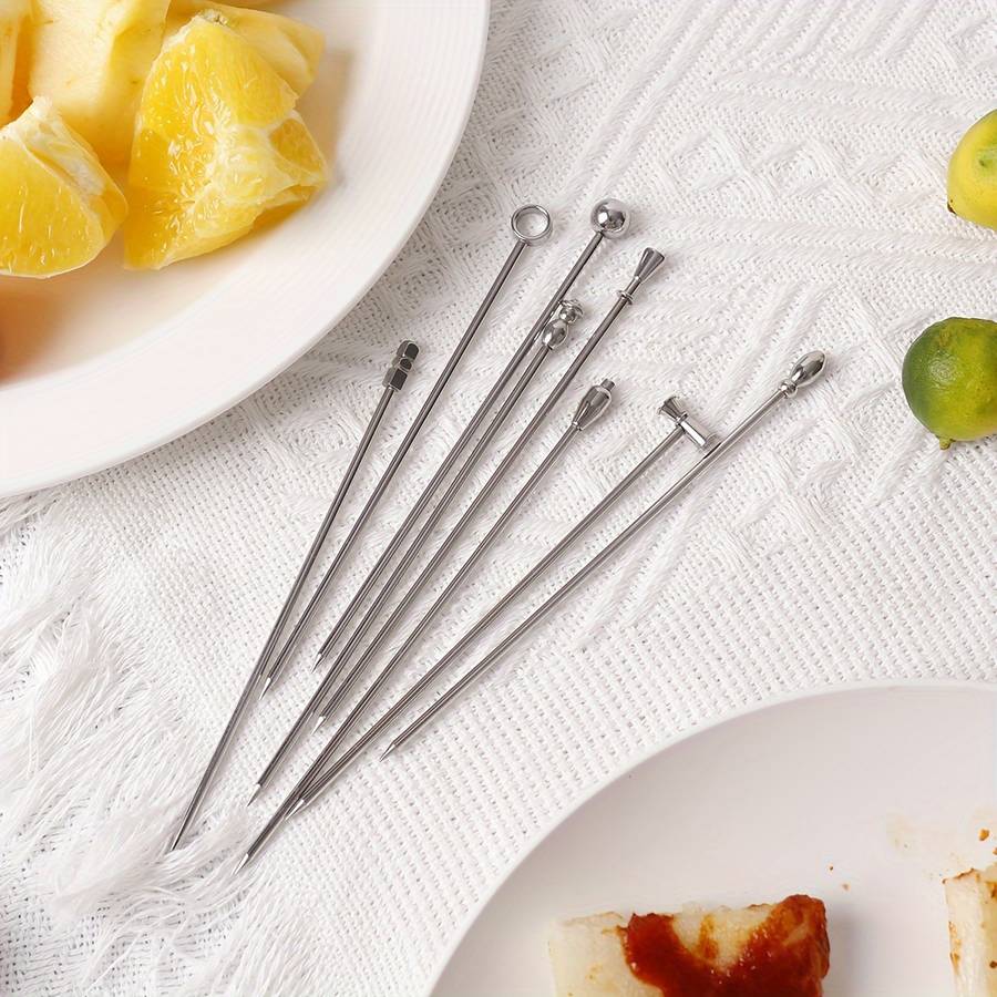 8-Piece Stainless Steel Cocktail Fruit Picks
