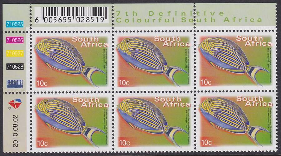 SOUTH AFRICA 2000 7th Definitive 10c control block dated 2010.08.02 (SACC 1294a, MNH)