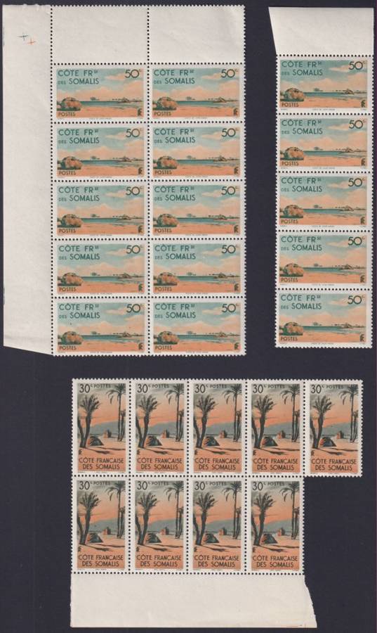 FRENCH MADAGASCAR and SOMALILAND large blocks of various values