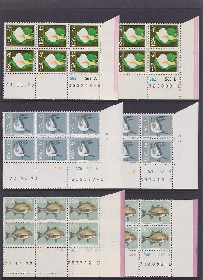 SOUTH AFRICA - 1974 2nd Definitive Series all values in control blocks (MNH)