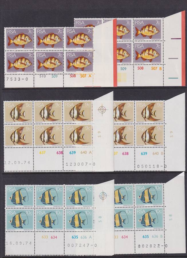 SOUTH AFRICA - 1974 2nd Definitive Series all values in control blocks (MNH)