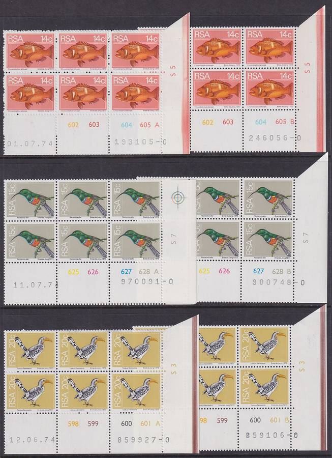 SOUTH AFRICA - 1974 2nd Definitive Series all values in control blocks (MNH)