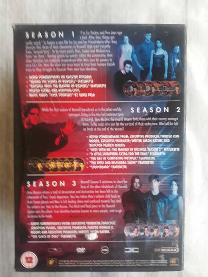 DVD BOX SET - ROSWELL SEASON 1 - 3 - 17 DICS SET IN AS NEW CONDITION