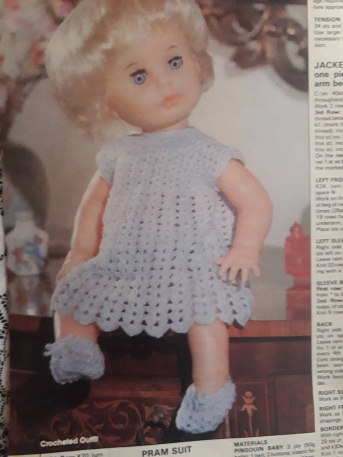 FIRST LOVE DOLL PATTERNS - ADDRESSING FIRST LOVES 3 OUTFITS  2 TO KNIT AND 1 TO CROCHET!