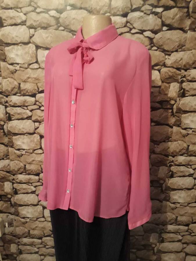 VINTAGE FORMAL INSYNC HOT PINK SHEER BLOUSE/SHIRT - SIZE 2XL - AS NEW CONDITION