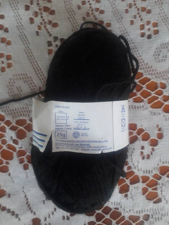 KNITTING WOOL/YARN - ELLE MIRAGE 4 PLY 25G - BLACK - COL 017 - NEW