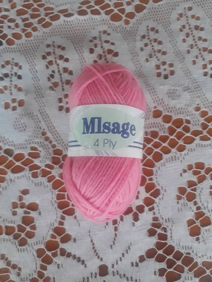 KNITTING WOOL/YARN - MISAGE 4 PLY 25G - PINK - NEW