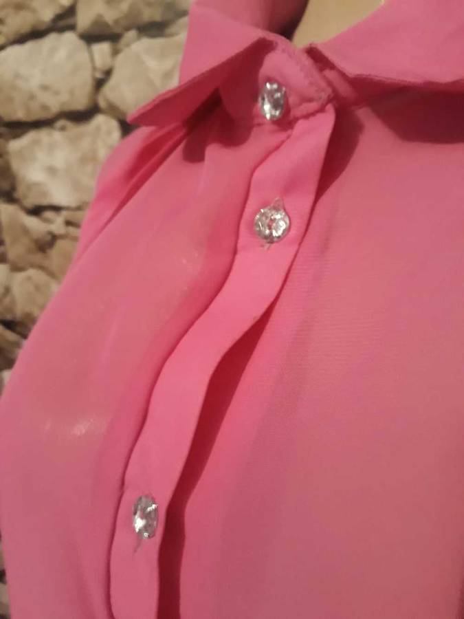 VINTAGE FORMAL INSYNC HOT PINK SHEER BLOUSE/SHIRT - SIZE 2XL - AS NEW CONDITION