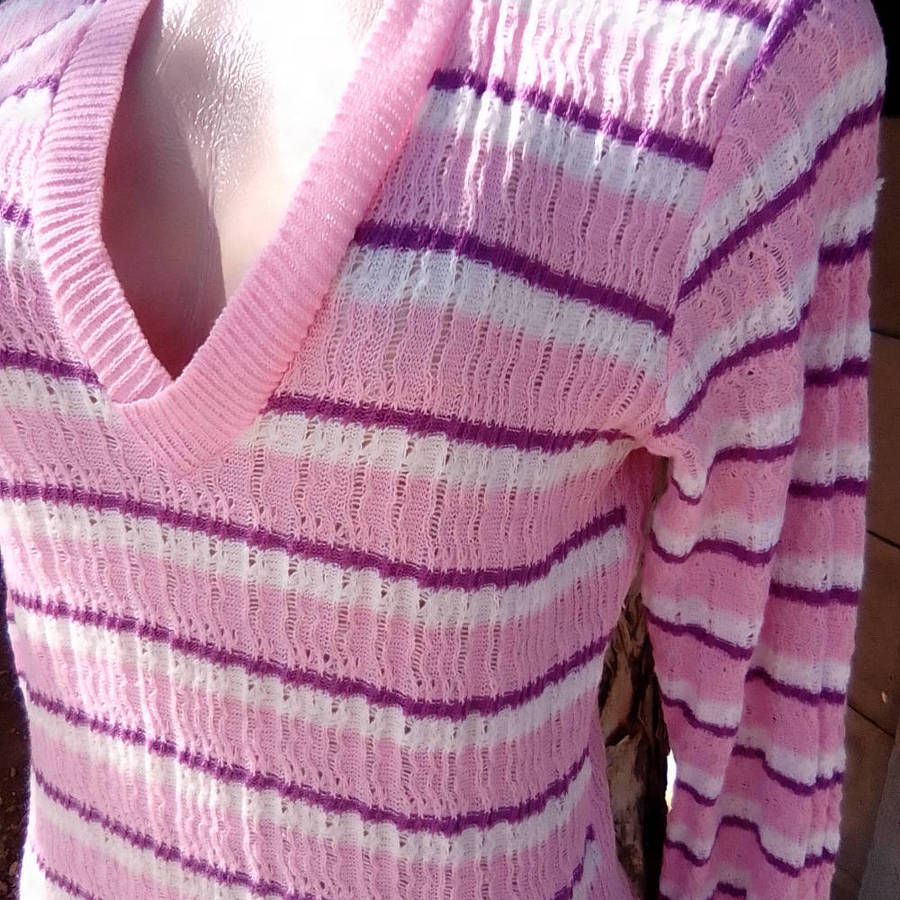 Striped Knitted Throw Over V Neck Pullover for a chilly summers day!