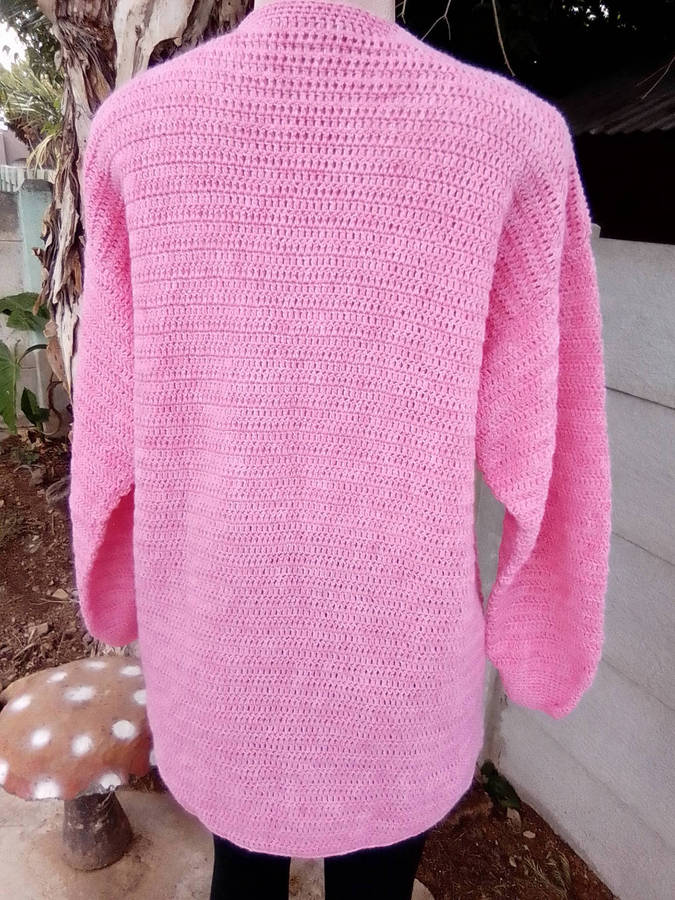 Pink Crochet Throw Over Top