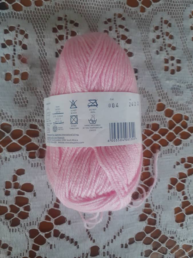 KNITTING WOOL/YARN - ELLE MIRAGE 4 PLY 25G - BABY PINK COL  004 - NEW