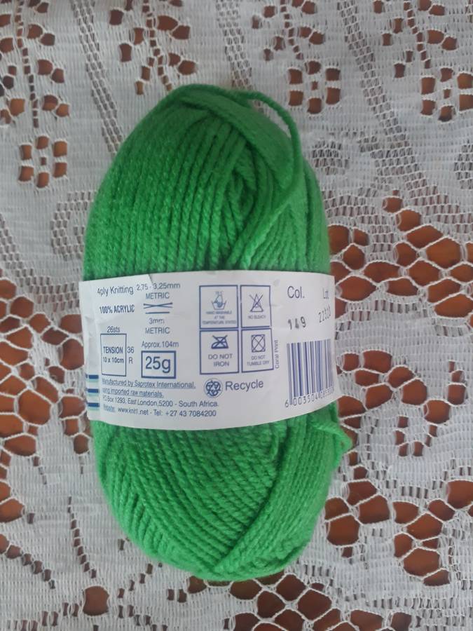 KNITTING WOOL/YARN - ELLE MIRAGE 4 PLY 25G - TIGER LIME COL 149 - NEW
