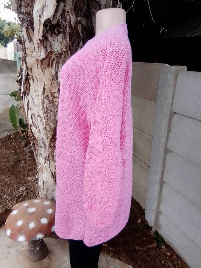 Pink Crochet Throw Over Top
