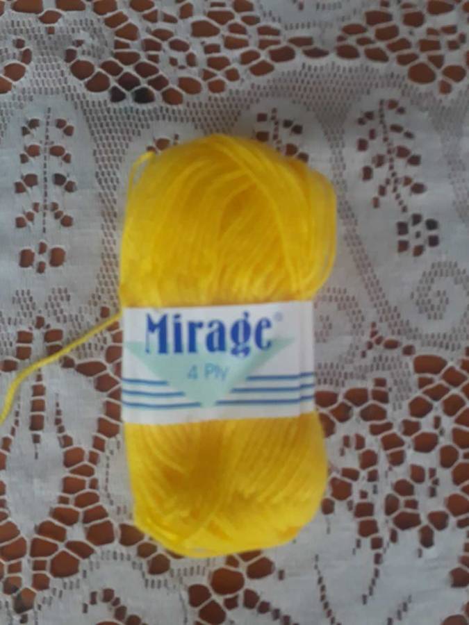 KNITTING WOOL/YARN - ELLE MIRAGE 4 PLY 25G - BRIGHT YELLOW - COL 138