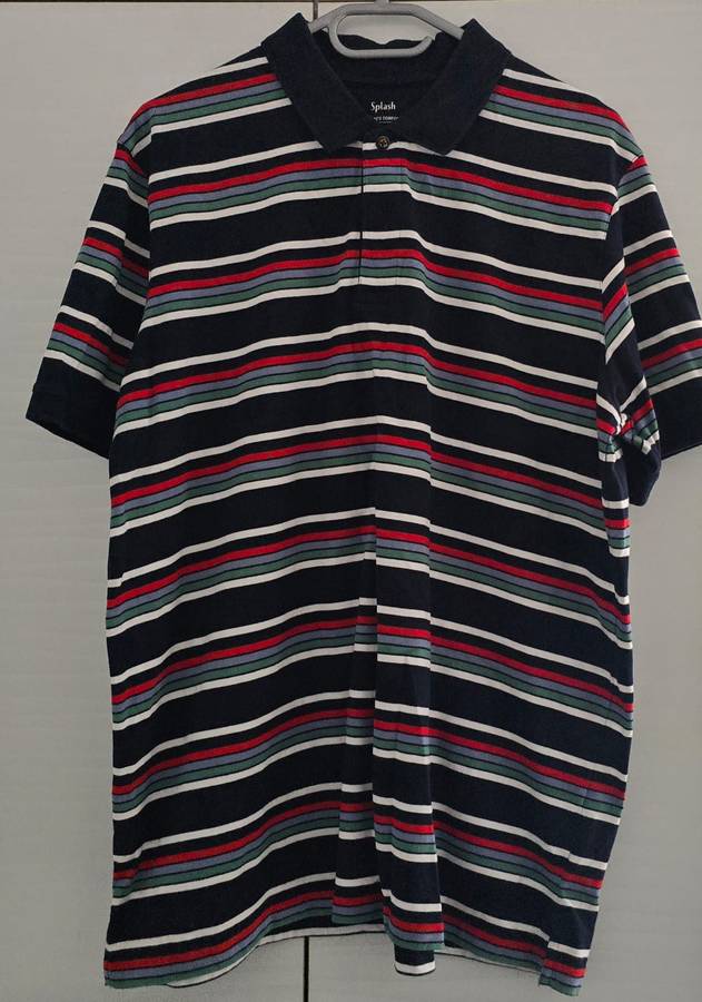 Splash DUBAI Mens Navy Blue Striped Polo / Golfer - Size XL