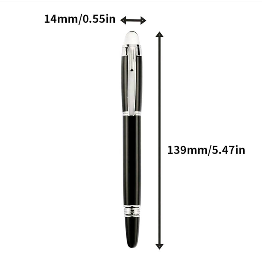 Ultra Luxurious Silver & Black Metal Grid RollerBall Pen