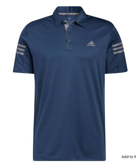 GOLF - Adidas Mens 3-Stripes Primegreen Polo (Navy Blue)