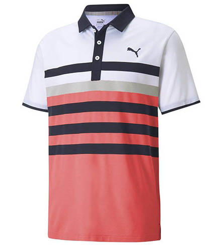 GOLF - Puma Mattr One Way Golf Polo (Pink/White/Navy)