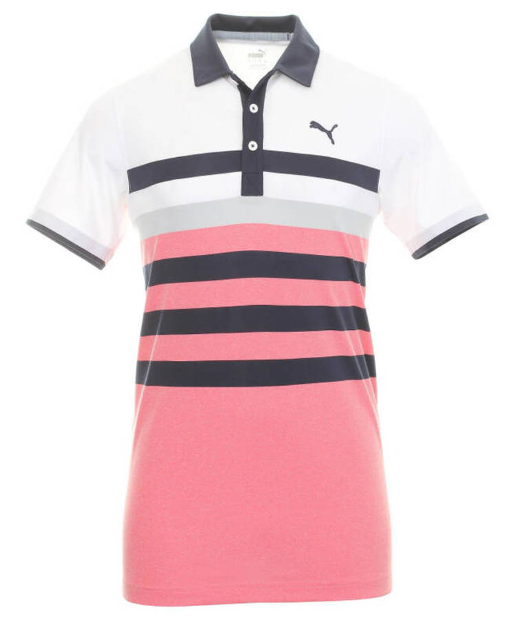 GOLF - Puma Mattr One Way Golf Polo (Pink/White/Navy)