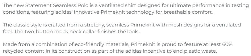 GOLF - Adidas Statement Seamless Primeknit Polo (Black)