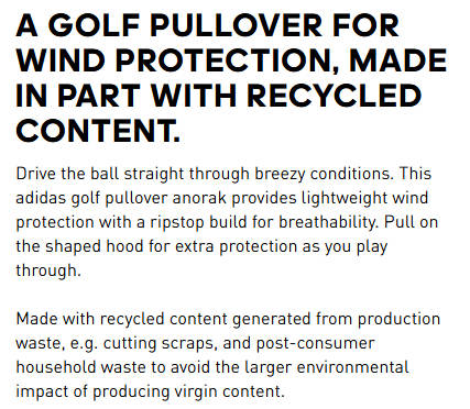 Adidas Adicross Half Zip Golf Anorak Pullover