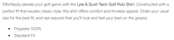 Lyle & Scott Golf Technical Fancourt Polo