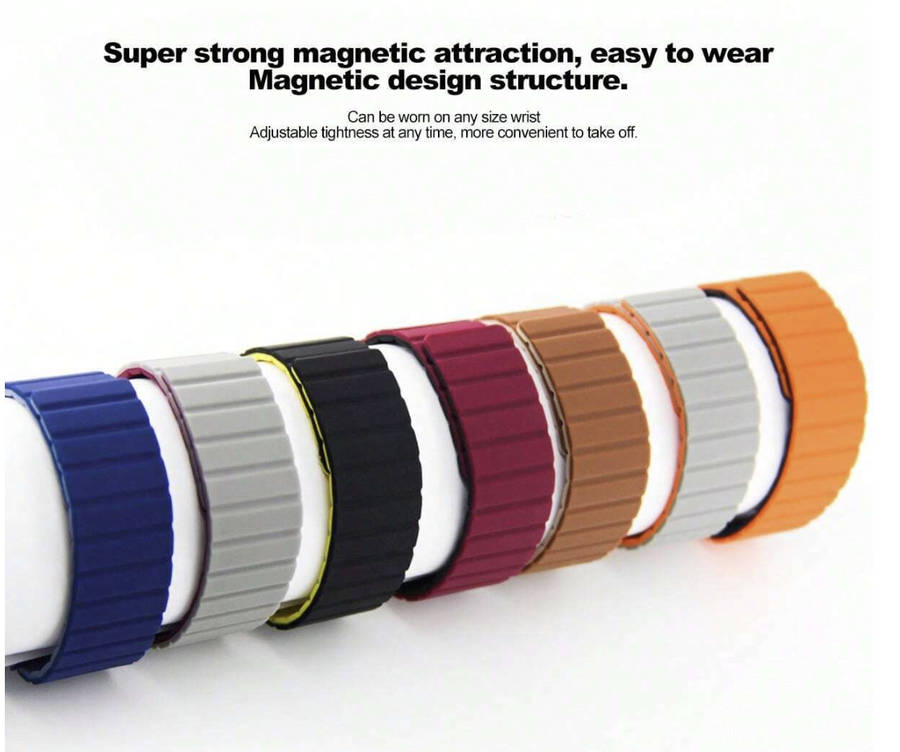 Magnetic Silicone Strap Compatible with Samsung Watch 6 / 5 / 4 (BLACK)
