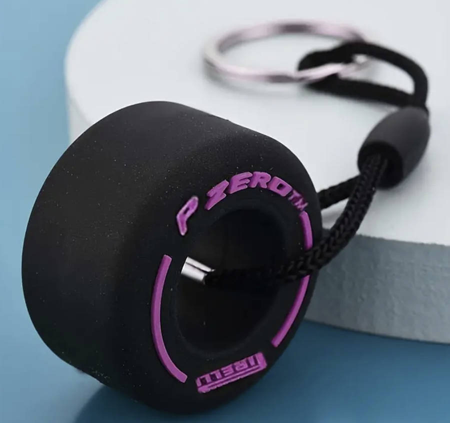 F1 Tyre Keyring (Pink)