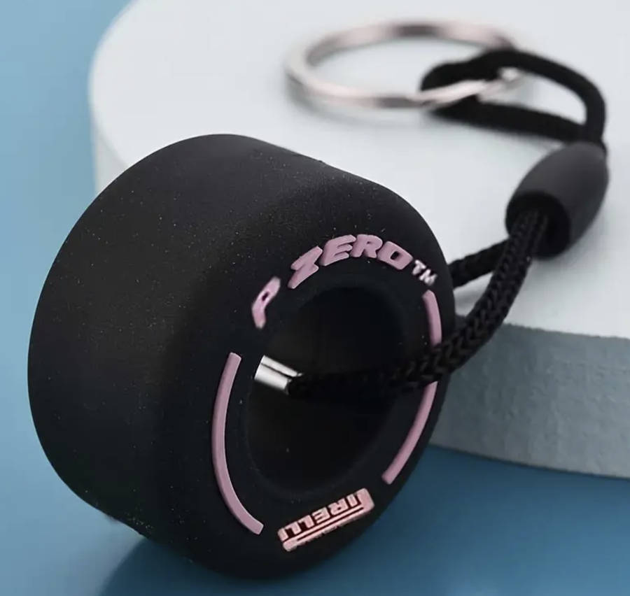F1 Tyre Keyring (Pink)