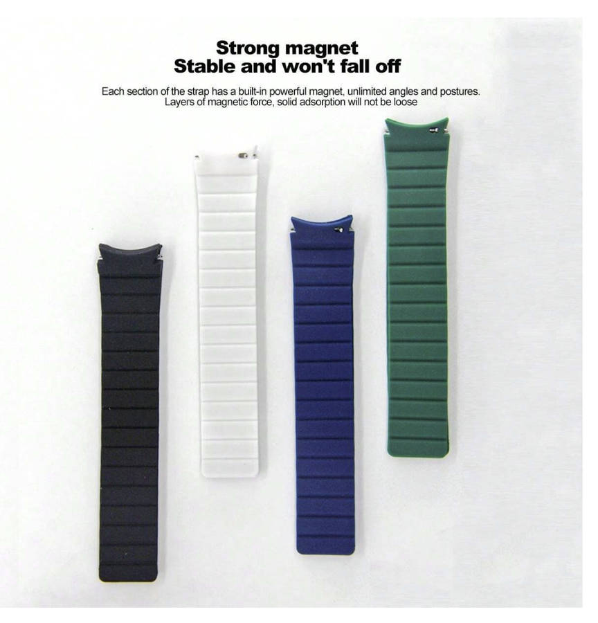 2 Tone Magnetic Silicone Strap compatible with Samsung Watch 6 / 5 / 4 (BLACK ORANGE)