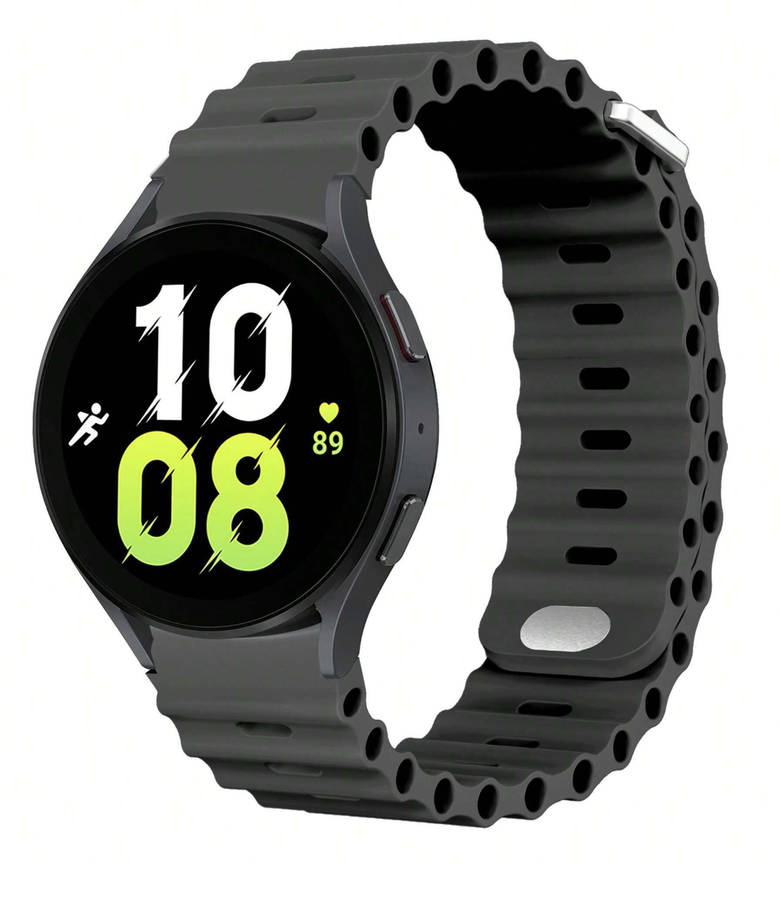 Trendy Silicone Strap Compatible with Samsung Watch 6 / 5 / 4 (BLACK)