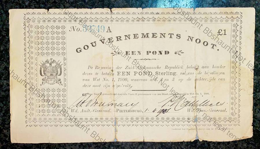 Z.A.R Pietersburg 1 pound Governments Noot 01-04-1901 No 53749A