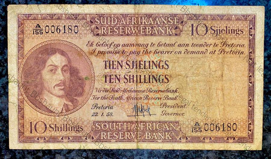 Mh De Kock. 10 shillings 22-1-1958 -- A155 /006180