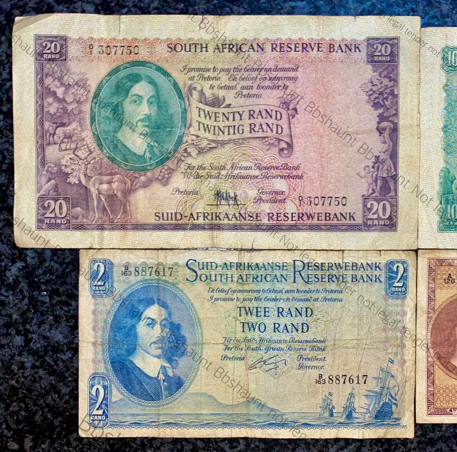 S Africa set R20 to R1 - Mh De Kock & G Rissik 1961-1962 (1 bid takes all)