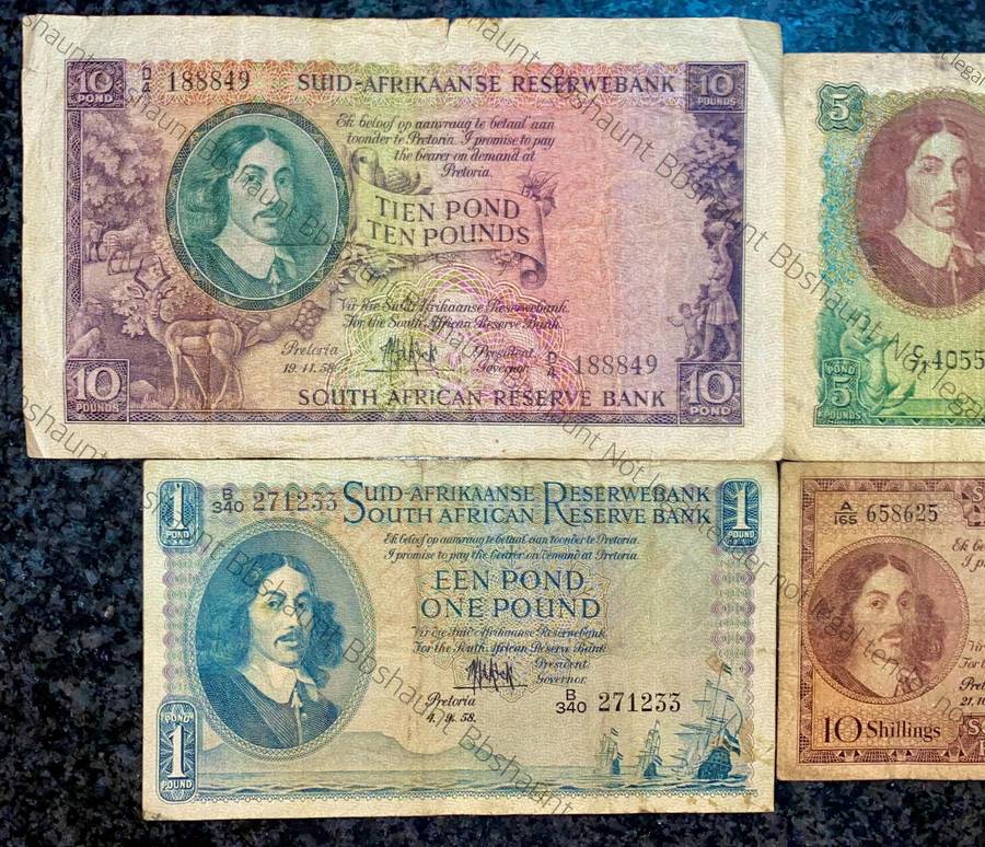 Mh De Kock. set 10 pounds to 10 shillings 1958 & 1959 (1 bid takes all)