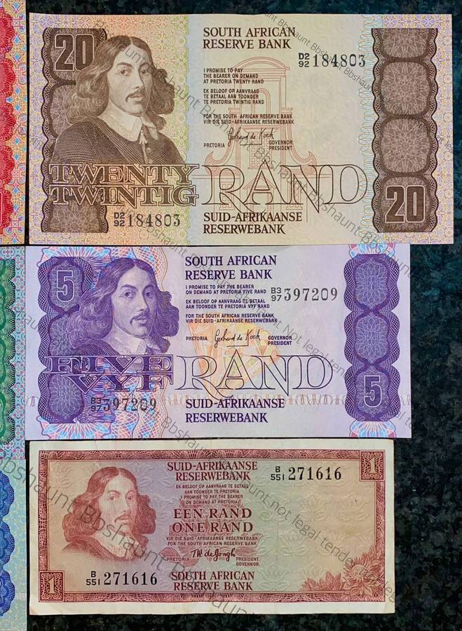 Complete Set GPC De Kock & Decimals R50 TO R2 - 1980s (R1 de Jongh 1975) (1 bid takes all)