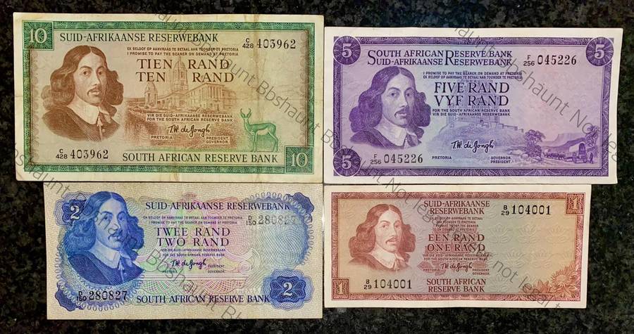 Complete Set Tw De Jongh R10 to R1 -- 1967-1975(1 bid takes all)